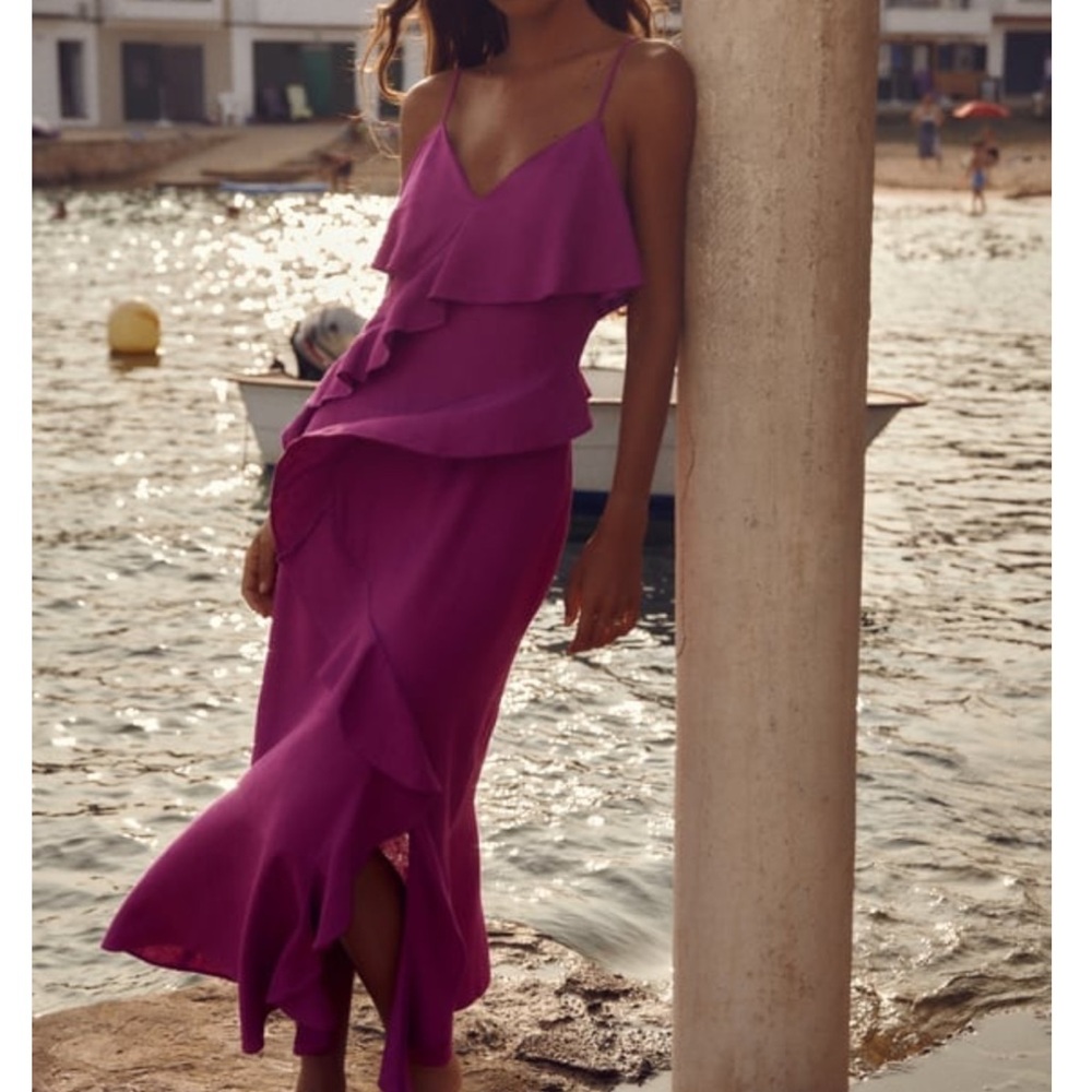 NWT Zara Ruffled Slip Dress